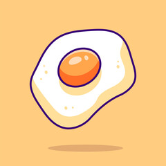 Floating Egg Cartoon Vector Icon Illustration. Food Object Icon Concept Isolated Premium Vector. Flat Cartoon Style