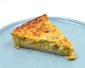 Quiche on Light Blue Plate