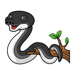 Cute albertisi snake cartoon on tree branch
