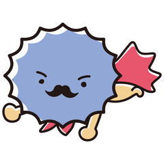 男性ホルモンなどイメージ　髭の生えたトゲトゲのキャラクター