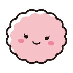 女性ホルモンなどイメージ　ふわふわした形の丸いキャラクター