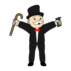 Rich Uncle Penny Character Vector Illustration