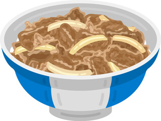 シンプルな牛丼のイラスト