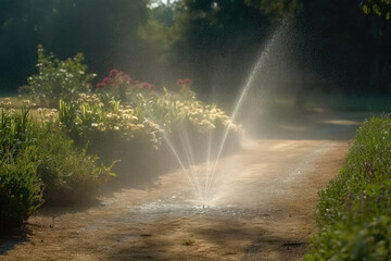 sprinkler in the garden created with Generative AI technology