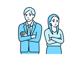 問題を抱えた男女。互いに不満を持つ夫婦のイラスト素材。