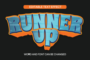 Obraz premium Text Effect Runner Up Vector Editable 