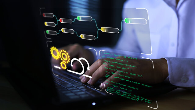 Programmers are designing software with a node tree architecture as agile development and operation or dev ops.