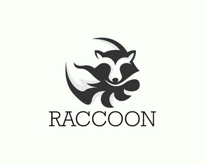 sleeping raccoon curled up looking at logo icon symbol design template illustration inspiration