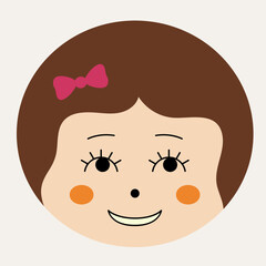 Feminine look, abstract personage, mascot design, funny face, cute icon.