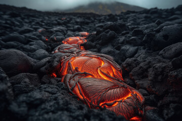 lava field at sunset created with Generative AI technology