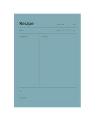 Recipe planner. Business organizer page. Paper sheet. Realistic vector illustration.