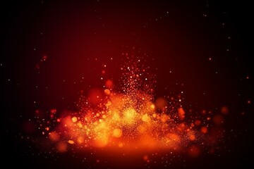 Red or orange glowing light glitter background effect. Fire sparkling magic star dust sparks light effect in explosion in the night sky background. Generative AI
