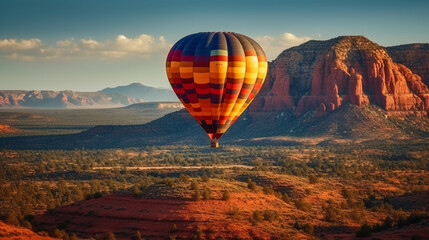Obraz premium Colorful Hot Air Balloon Above Sedona, Arizona - Generative AI.