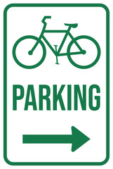 bicycle parking sign with right arrow