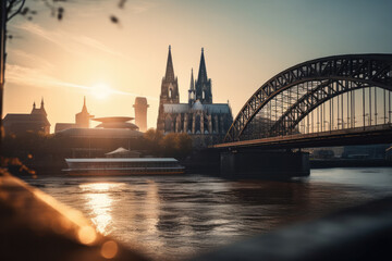 Fototapeta premium cologne city with church created with Generative AI technology