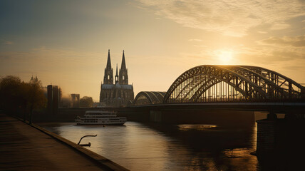 Fototapeta premium cologne city with church created with Generative AI technology