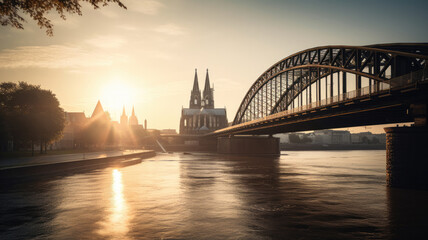 cologne city with church created with Generative AI technology