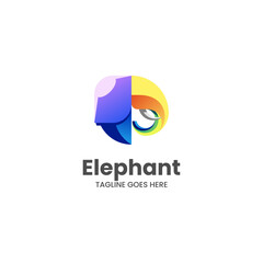 Vector Logo Illustration Elephant Gradient Colorful Style