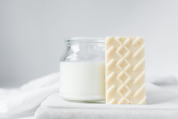 Vanilla wafers on a marble plate, wafer cookies filled with vanilla cream