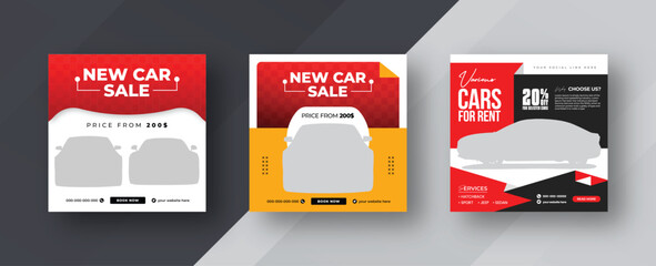 Banner for car rental, auto repair, car shop, wash, ads, suitable for web banner and social media post