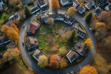 aerial view of the village created with Generative AI technology