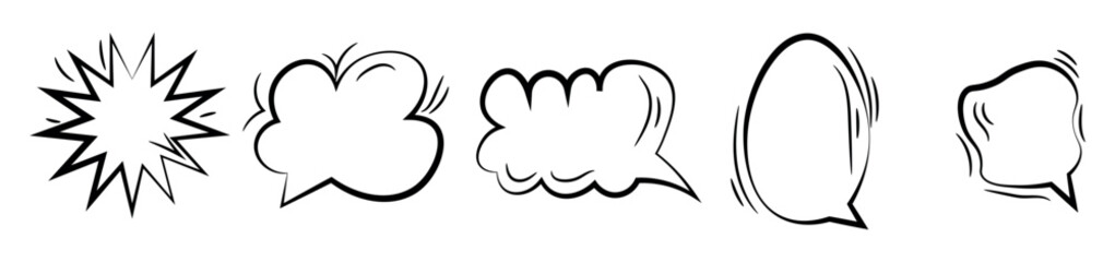 Set of different chat boxes on white background