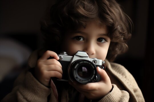child taking a photo, photographer