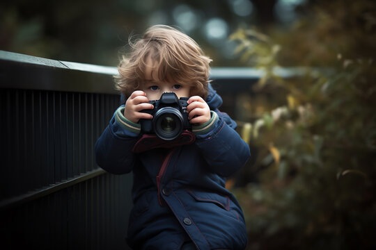 child taking a photo