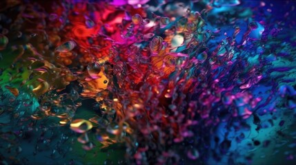Naklejka na ściany i meble Abstract Mix Hologram and neon, vibrant metallic colors background. generative ai