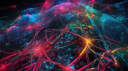 Obraz premium Abstract Mix Hologram and neon, vibrant metallic colors background. generative ai