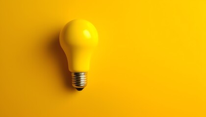 yellow light bulb on yellow background with free space