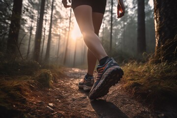 person walking in the forest