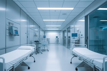 Modern hospital's isolated rooms. Photo generative AI