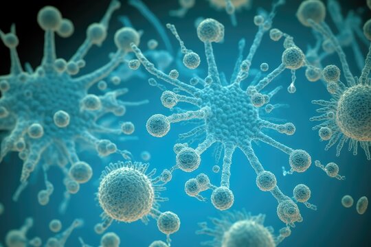 Microscopic Bacteria Microorganisms. Photo generative AI