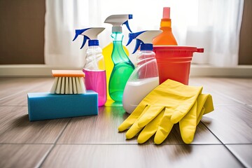 Cleaning Supplies: Top to Bottom Home Refresh. Photo generative AI