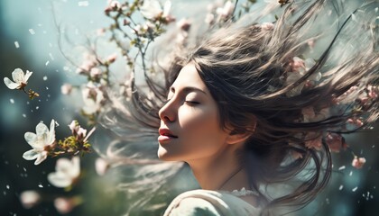 portrait of a woman with flowers in hair