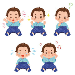 化粧まわしの赤ちゃん　男の子　表情　セット
