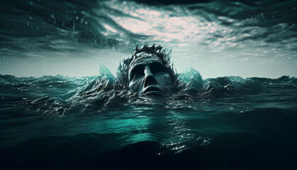 The face of drowned man's ghost: A haunting image of a sea tragedy with Generative AI