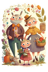 Obraz na płótnie Canvas The happy Bunny Family