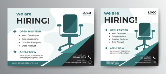 Poster for we are hiring. employees needed. Social media template job vacancy recruitment