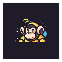 Space chimp illustration. Chimp astronaut vector
