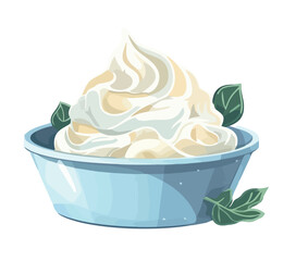 Fresh cream in a gourmet bowl decoration