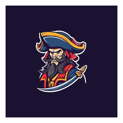 pirate man with sword swords mascot logo