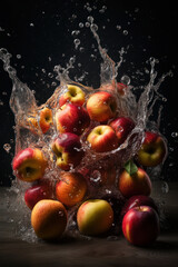 Fototapeta na wymiar apples in water splash