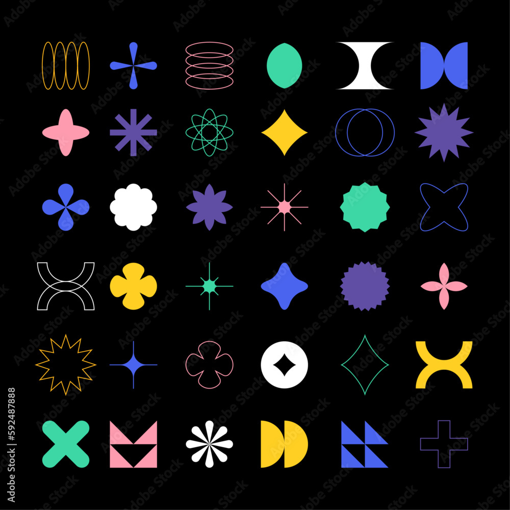 Aufkleber big bundle of retro geometric element