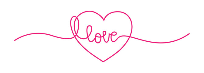 Pink love sign. Minimalist valentines symbol