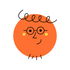 round character with glasses