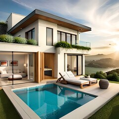 Fototapeta premium House with pool