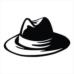 Fedora hat on artline black and white