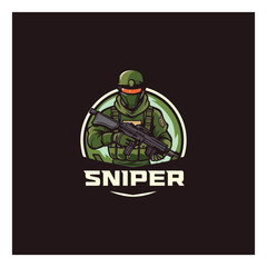 sniper with gun mascot e-sport logo gaming